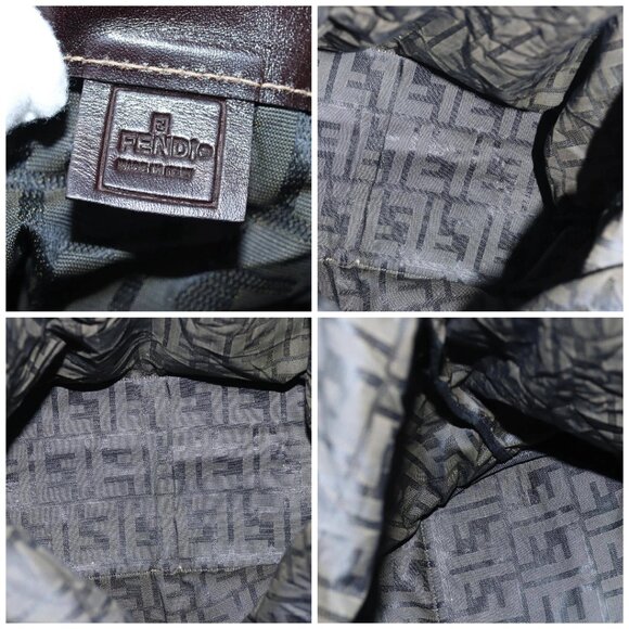 FENDI Zucca Canvas Tote Bag Black Brown Auth ep4488 - Picture 15 of 16